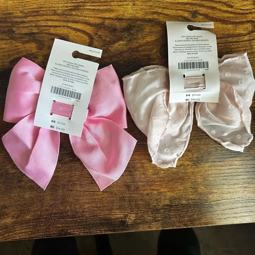 !!HP!! 🎉🎉Janie and Jack Pink and Cream Hair Bow Duo